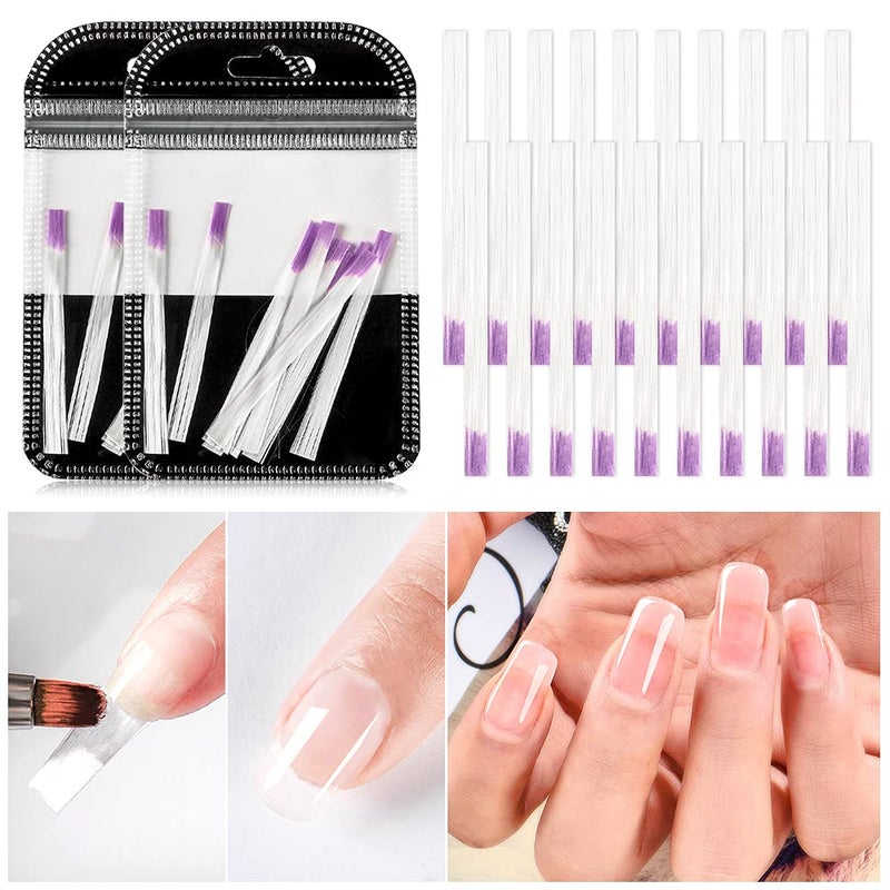 MSRUIOO Fiberglass Nail Extension Gel Kit Gel Nail Builder Extension Fiber Nail Kit with Magical Silk Fiberglass, Quick Building Gel, Nail File, Tweezers, Scissors, Nail forms for Gel Extension Nail Art - Image 3